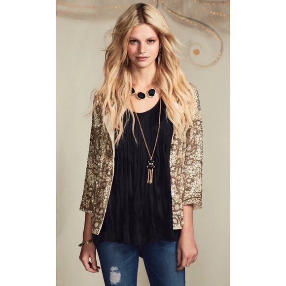 Calypso St. Barth Gold Beaded Embellished Open Jacket CANNELITA XS - Picture 3 of 13